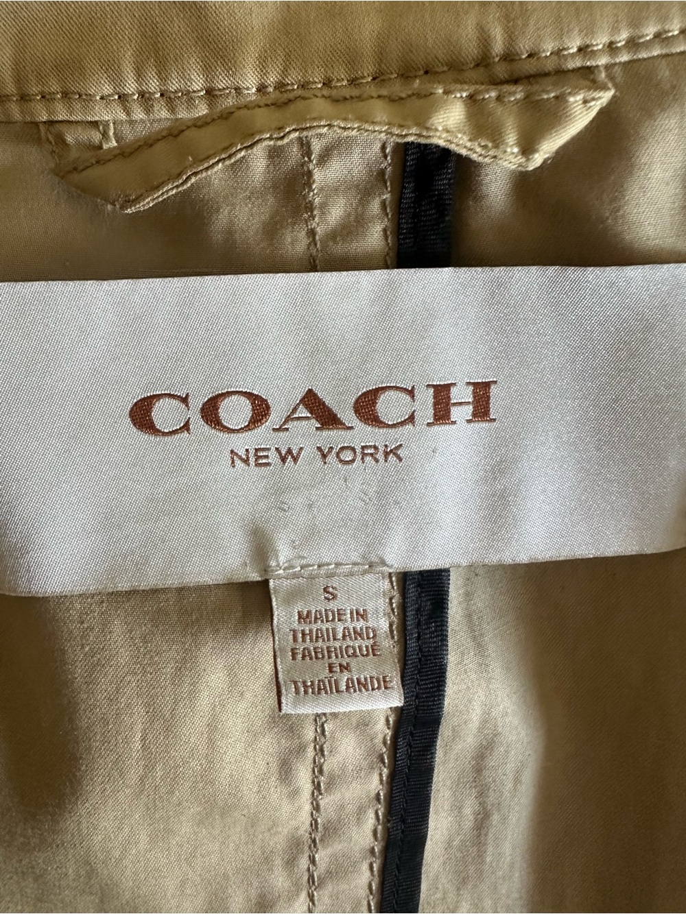 Coach Classic Tan Double-Breasted Trench Coat Sz S - Picture 5 of 5